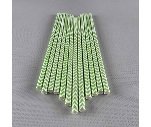 Соломка трубочка бумажная Ø 5 мм 20 см "Елочка " зеленая 25шт (1 пачка)