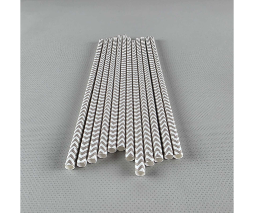 Соломка трубочка бумажная Ø 5 мм 20 см "Елочка " серебристая 25шт (1 пачка)