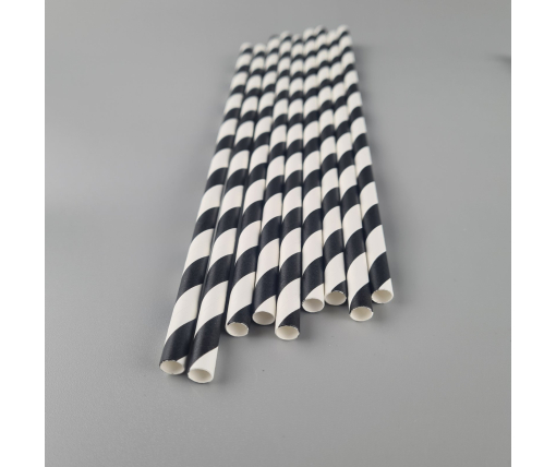 Соломка трубочка бумажная Ø 5 мм 20 см "Вита " бело-черная  25шт (1 пачка)