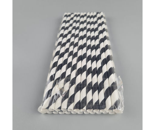 Соломка трубочка бумажная Ø 5 мм 20 см "Вита " бело-черная  25шт (1 пачка)