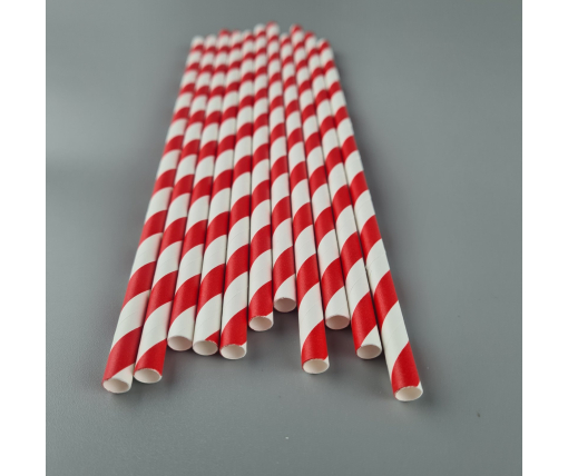 Соломка трубочка бумажная Ø 5 мм 20 см "Вита " бело-красная  25шт (1 пачка)