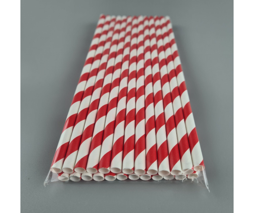 Соломка трубочка бумажная Ø 5 мм 20 см "Вита " бело-красная  25шт (1 пачка)