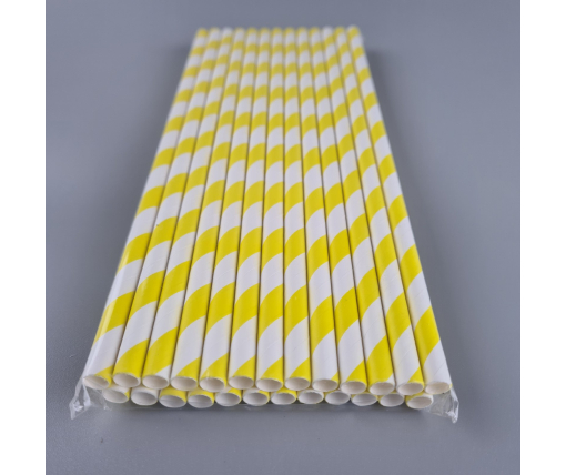 Соломка трубочка бумажная Ø 5 мм 20 см "Вита " бело-желтая  25шт (1 пачка)