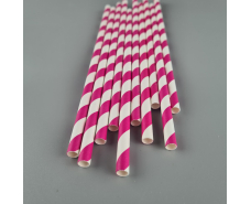 Соломка трубочка бумажная Ø 5 мм 20 см "Вита " бело-розовая  25шт (1 пачка)