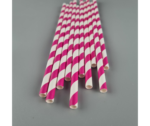 Соломка трубочка бумажная Ø 5 мм 20 см "Вита " бело-розовая  25шт (1 пачка)