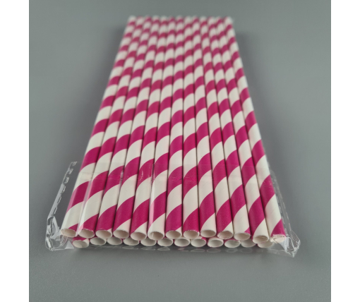 Соломка трубочка бумажная Ø 5 мм 20 см "Вита " бело-розовая  25шт (1 пачка)