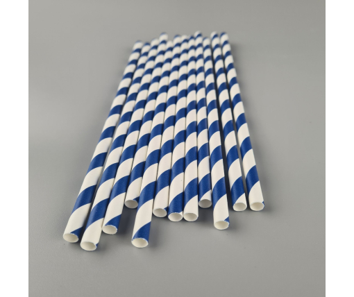 Соломка трубочка бумажная Ø 5 мм 20 см "Вита " бело-синяя  25шт (1 пачка)