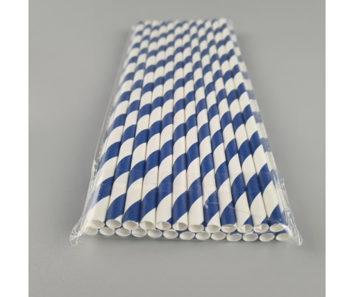 Соломка трубочка бумажная Ø 5 мм 20 см "Вита " бело-синяя  25шт (1 пачка)