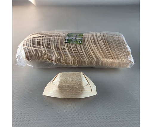 Тарелка-лодочка(4) Бамбук  102х65мм h18мм   (100) (100 шт)