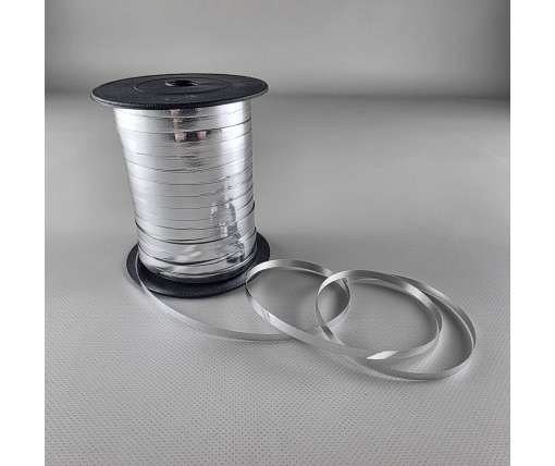 Лента для воздушных шаров и подарков серебряная125 метров (1 пачка)