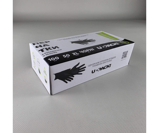 Перчатки Нитрил Черные (100шт) розмер XL (3,5грм) (1 пачка)