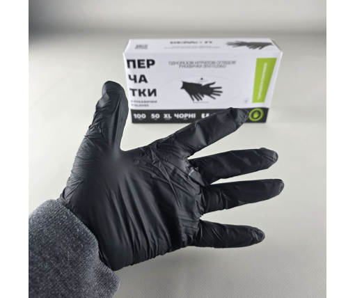Перчатки Нитрил Черные (100шт) розмер XL (3,5грм) (1 пачка)