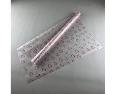 Калька для цветов рулон 8м тонированный матовый (77) (h680) №805 Сердечки красные (1 шт)