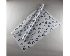 Калька для цветов рулон 8м тонированный матовый (77) (h680) №806 Сердечки черные (1 шт)