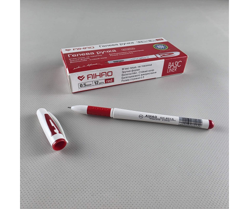 Гелевая ручка красная тм Аihao AH-801 А (5 шт)