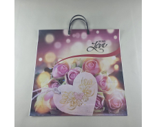 Полиэтиленовый пакет (40х40) с пластиковой ручкой "Розы лав" (10 шт)