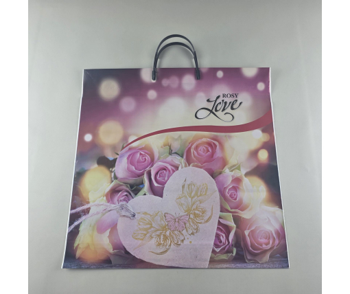 Полиэтиленовый пакет (40х40) с пластиковой ручкой "Розы лав" (10 шт)