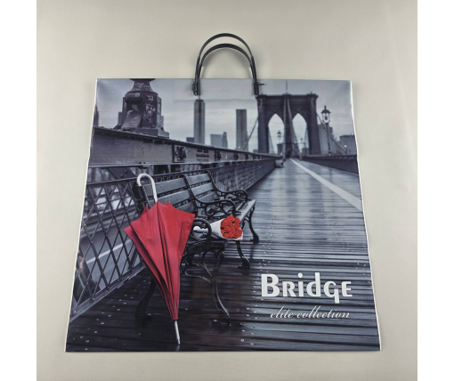 Полиэтиленовый пакет (40х40) с пластиковой ручкой"Бридж"  (10 шт)