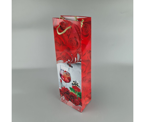 Пакет бумажный подарочный под бутылку  12/9/36(артBUT-01) (12 шт)