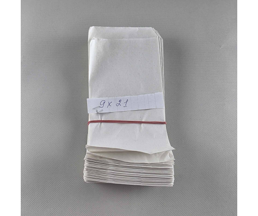 Пакет бумажный крафт белый Уголок 90х0х210, 40г/м2 (100 шт)