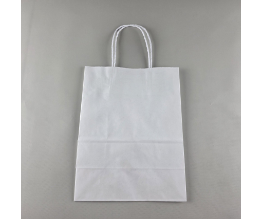 Пакет с ручками бумажный крафт белый 220х120х280, 100г/м2 (25 шт)
