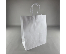 Пакет с ручками бумажный крафт белый 280х150х350, 120г/м2 (25 шт)