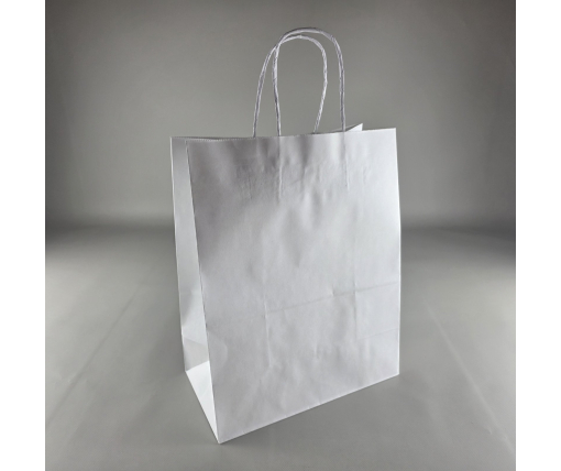 Пакет с ручками бумажный крафт белый 280х150х350, 120г/м2 (25 шт)