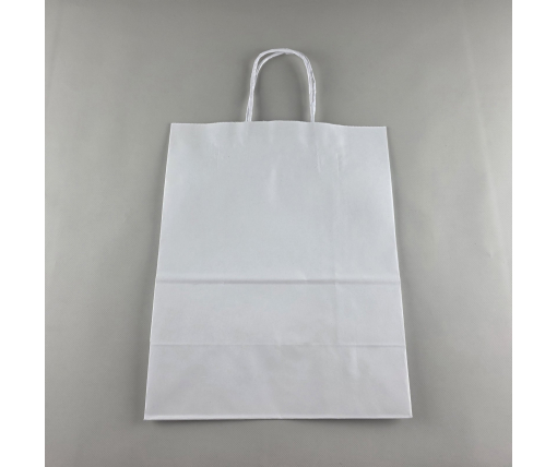 Пакет с ручками бумажный крафт белый 280х150х350, 120г/м2 (25 шт)