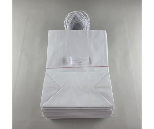 Пакет с ручками бумажный крафт белый 280х150х350, 120г/м2 (25 шт)