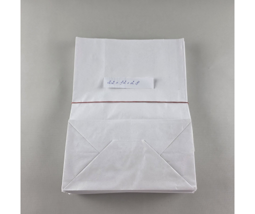 Пакет с дном бумажный крафт белый, 220х120х280, 60г/м2 (25 шт)