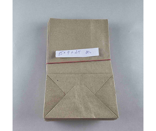 Пакет с дном бумажный крафт бурий, 150х90х240, 70г/м2 (25 шт)