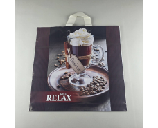 Пакет средний, плотный, ламинированный с петлевой ручкой"Кофе релакс 136700" (44х43+3) 95мк КВС (50 шт)