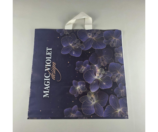 Пакет средний, плотный, ламинированный с петлевой ручкой"Мэджик виолет 13673" (44х43+3) 95мк КВС (50 шт)