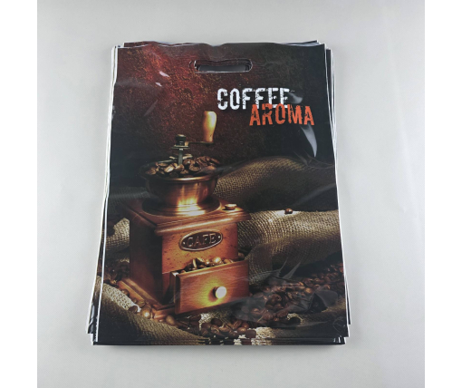 Пакет с прорезной ручкой, ламинированный "Аромат Кофе" 45/20мк( 30*40) ДПА (50 шт)