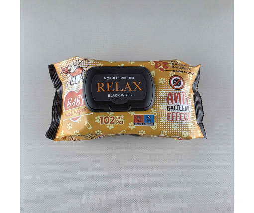 ᐉ Влажная салфетка 102 шт с клапаном "RELAX BLACK"  (1 пачка)