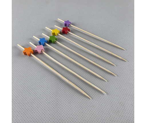 Шпажка  для украшения блюд 12см"Звезда разноцветная" 100 шт (1 пачка)