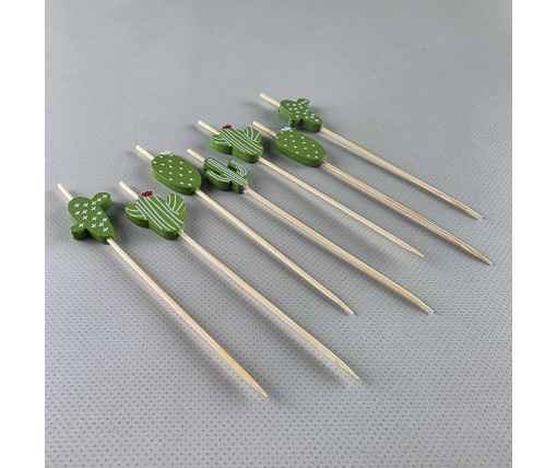 Шпажка  для украшения блюд 12см"Кактус зеленый" 100 шт (1 пачка)