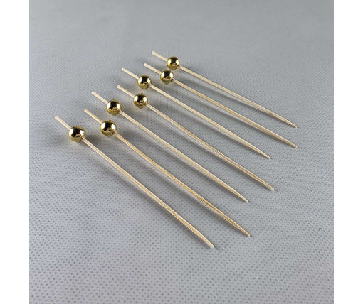 Шпажка  для украшения блюд 12см" Золотые бусинки  " 100 шт (1 пачка)