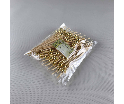 Шпажка  для украшения блюд 12см" Золотые бусинки  " 100 шт (1 пачка)