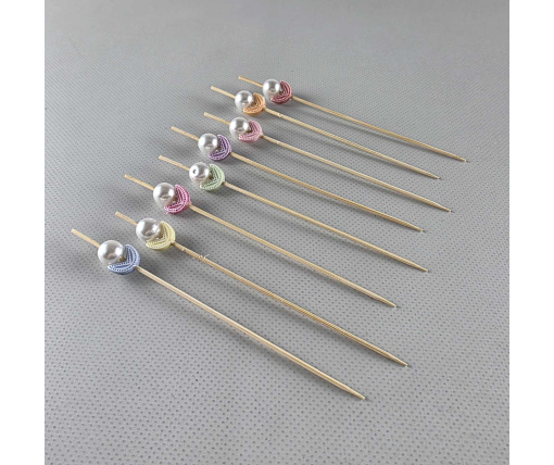 Шпажка  для украшения блюд 12см" Бусы с лепесткам " 100 шт (1 пачка)