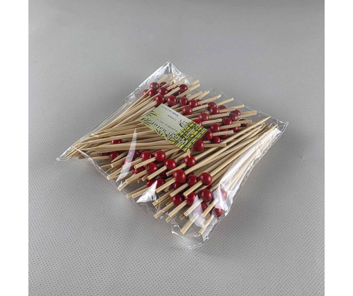 Шпажка  для украшения блюд 12см"Жемчужина красная матовая"100 шт (1 пачка)