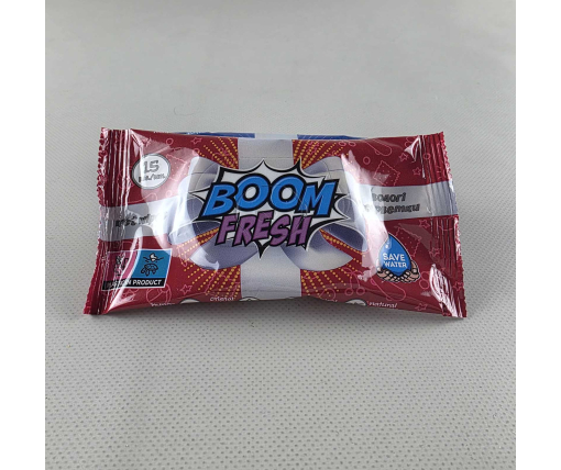 ᐉ Влажная салфетка  15 шт "BOOM FRESH" красная (1 пачка)