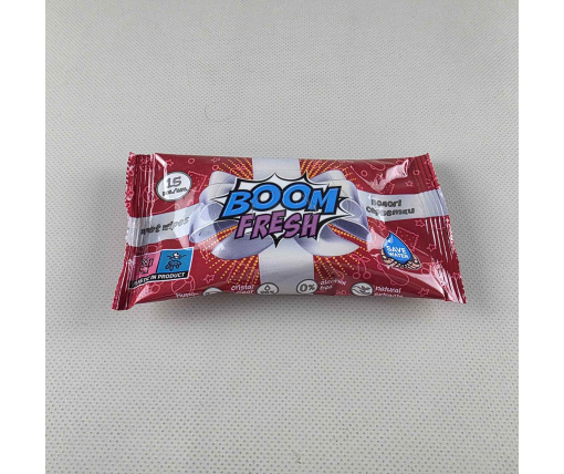 ᐉ Влажная салфетка  15 шт "BOOM FRESH" красная (1 пачка)