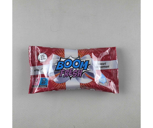 ᐉ Влажная салфетка  15 шт "BOOM FRESH" красная (1 пачка)