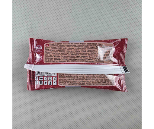 ᐉ Влажная салфетка  15 шт "BOOM FRESH" красная (1 пачка)