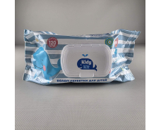 Влажная салфетка 120 шт с клапаном для детей «Kidy kit» С экстрактом ромашки и витамином Е (1 пачка)