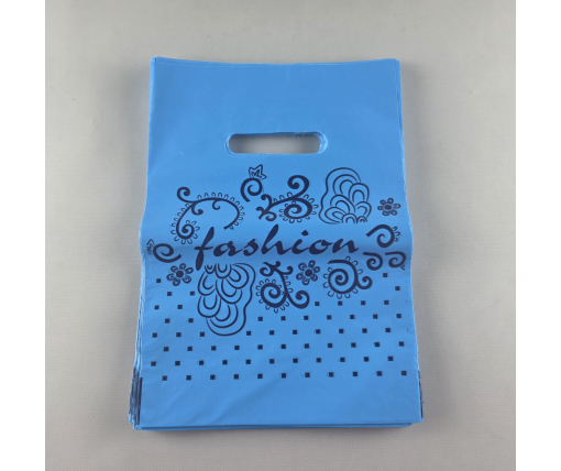 Пакет с прорезной ручкой (20*30)"Fashion узор голубой (100 шт)