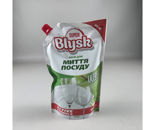Средство для мытья посуды SUPER BLYSK 500мл, яблоко, дой-пак (1 шт)